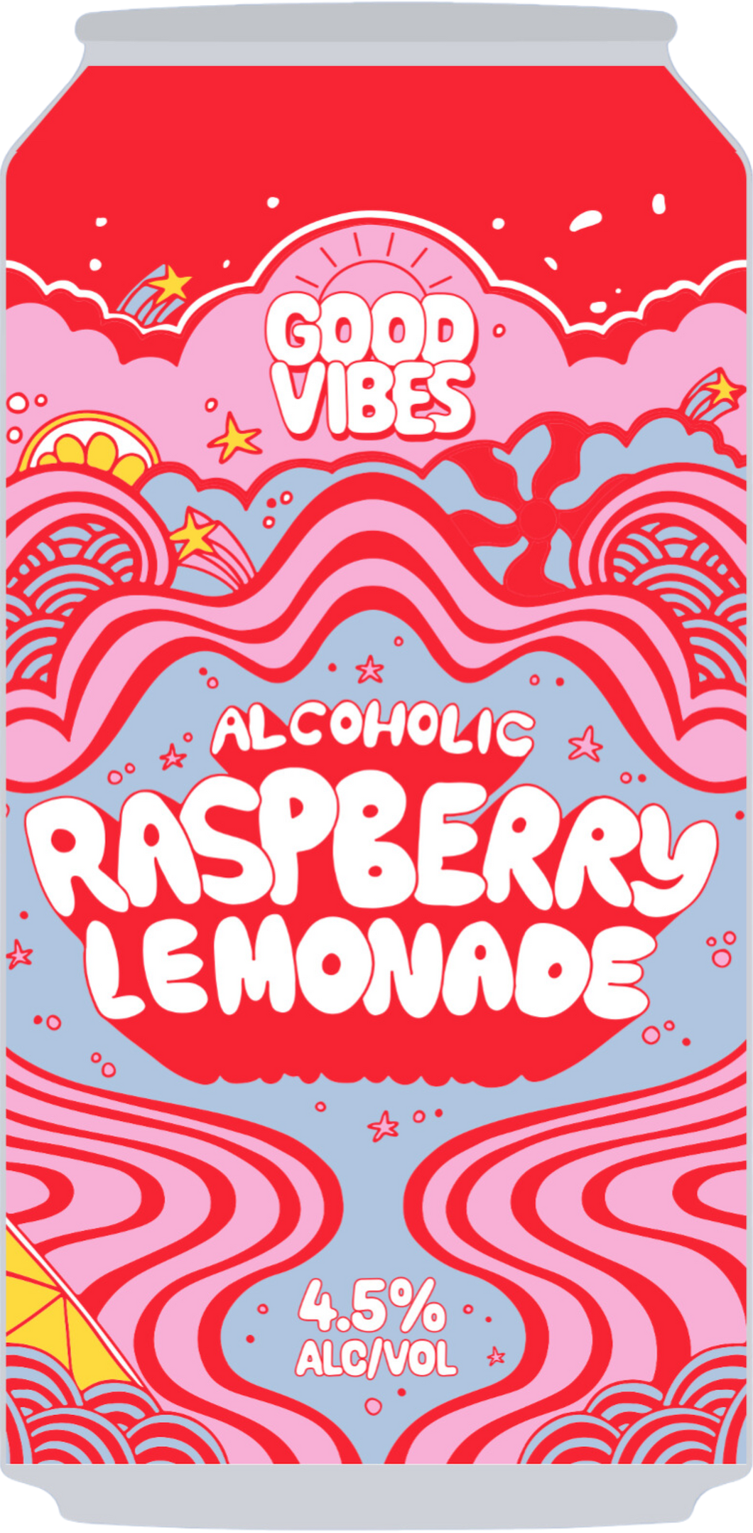 Good Vibes - Hard Raspberry Lemonade   - 375ml Can - 4.5% - Case Promo.